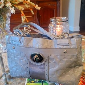 COACH GRAY LEATHER PENELOPE SIGNATURE C EMBPSSRR SATCHEL #16577